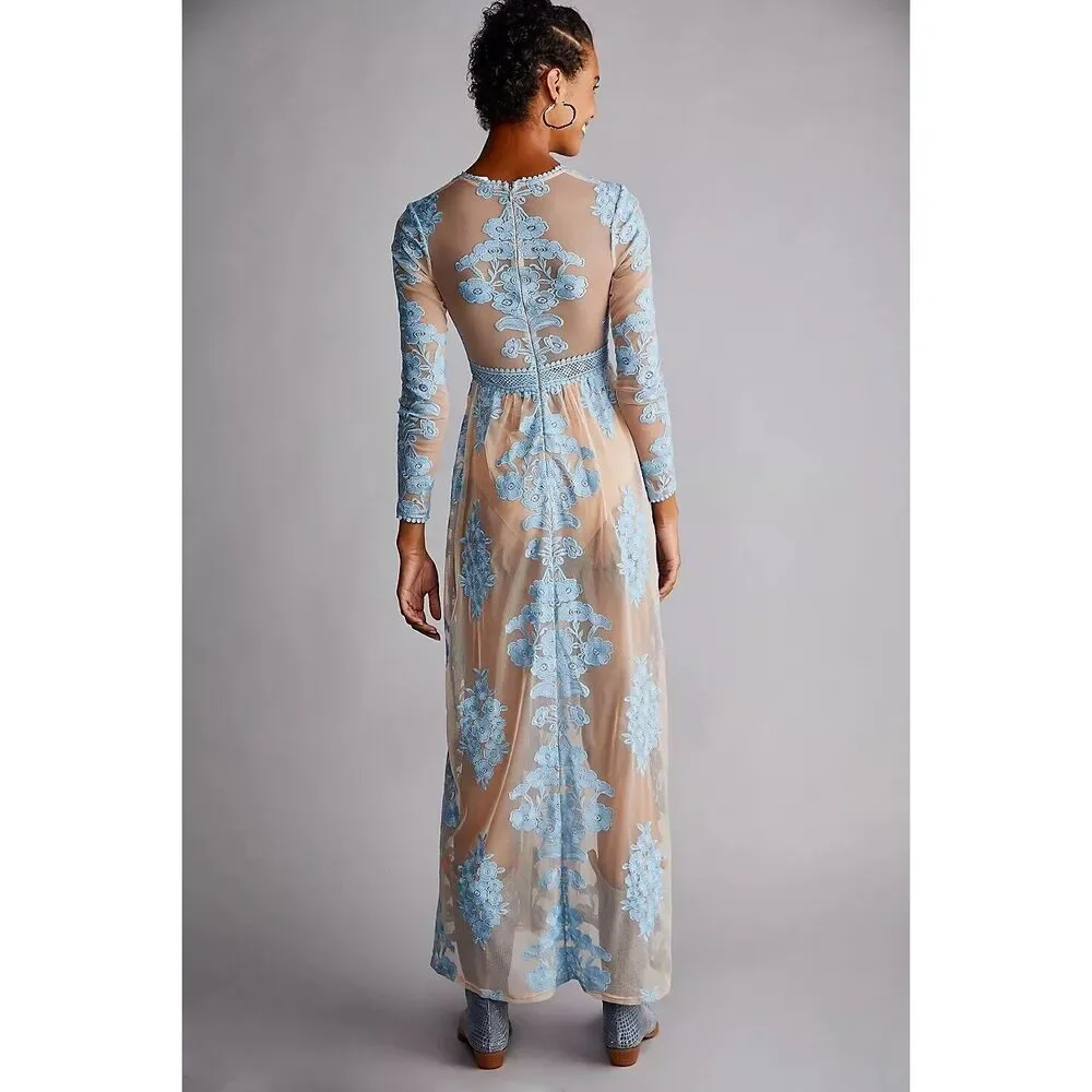 New Free People For Love & Lemons Temecula Maxi Dress Size L - Picture 2 of 9